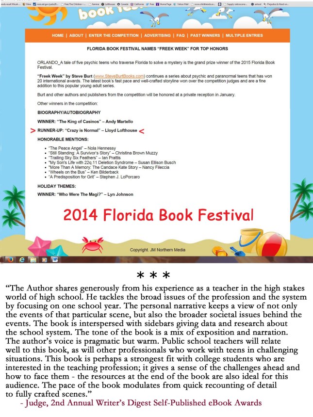 2014 Florida Book Festial and Comment by Writers Digest Judge